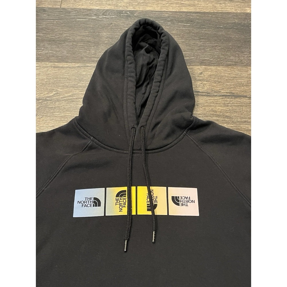 The North Face Hoodie Women's Medium Black Blue Graphic Pullover Sweatshirt - Picture 3 of 9